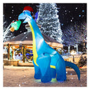 Christmas Inflatable Lighted Green Dinosaur With Hat
