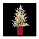 Christmas Tree 1M Led Potted Xmas Party Decor Red Barries Flocked