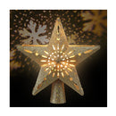 Christmas Tree Topper Star Snowflake Projector Party Glitter Gold