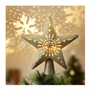 Christmas Tree Topper Star Snowflake Projector Party Glitter Gold