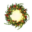 Christmas Wreath 60Cm Led Garland Berries Pine Cones Party Decor
