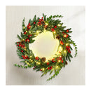 Christmas Wreath 60Cm Led Garland Berries Pine Cones Party Decor