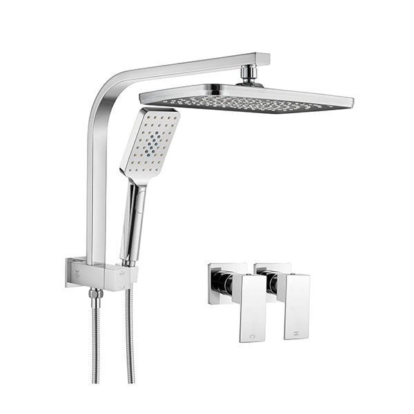 Chrome Rectangle Shower Head Set Rain Handheld Heads Wall Mixer Taps