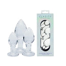 Clarity Utopian Trinity Clear Glass Butt Plugs Set Of 3 Sizes