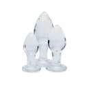 Clarity Utopian Trinity Clear Glass Butt Plugs Set Of 3 Sizes