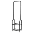 Clothes Rack Heavy Duty Garment Rack 2 Shelf Locking Wheels Black