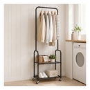 Clothes Rack Heavy Duty Garment Rack 2 Shelf Locking Wheels Black