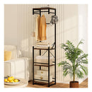 Coat Rack With Shelves Freestanding Hall Tree With Hooks Rustic Brown