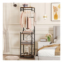 Coat Rack With Shelves Freestanding Hall Tree With Hooks Rustic Brown