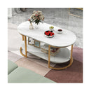 Marble Coffee Table Modern 2 Tier Center Table With Open Storage Shelf