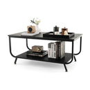 Coffee Table With 2 Tier Storage Shelf For Living Room