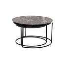 Coffee Table With Black Marble Top And Black Matte Powder Coated Stand