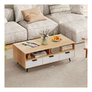 Coffee Table With Storage 120Cm Table With 2 Open Compartments Natural
