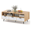 Coffee Table With Storage 120Cm Table With 2 Open Compartments Natural