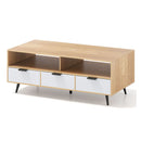 Coffee Table With Storage 120Cm Table With 2 Open Compartments Natural