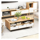 Coffee Table With Storage 120Cm Table With 2 Open Compartments Natural