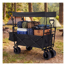 Collapsible Wagon With Removable Canopy And Adjustable Handles Black
