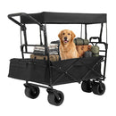 Collapsible Wagon With Removable Canopy And Adjustable Handles Black