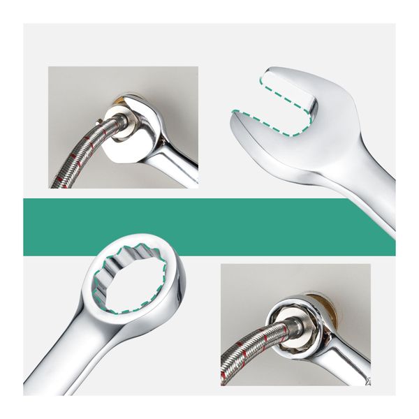 Combination Ring Open End Spanner Ratcheting Wrenches Set 8Pcs