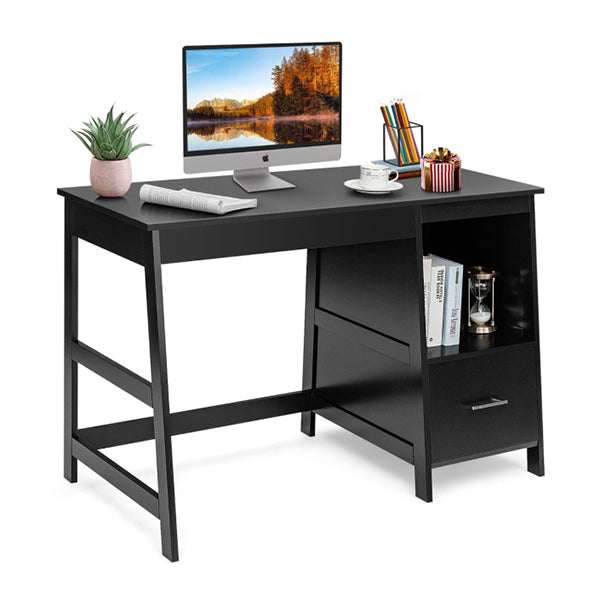 Black Computer Laptop Workstation Drawers Shelf with Spacious Room for Office