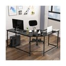 L Shaped Corner Computer Desk with CPU Stand for Home and Office Black