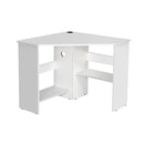 White Corner Computer Desk With Management Hole For Home Office