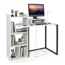Computer Desk With Charging Station And Ergonomic Monitor Stand White