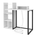 Computer Desk With Charging Station And Ergonomic Monitor Stand White