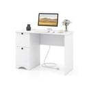 Computer Desk With Drawers With Charging Station And Cable Hole