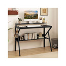 Space Saving Computer Desk With Monitor Stand And Extra Storage Shelf