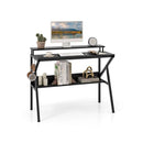 Space Saving Computer Desk With Monitor Stand And Extra Storage Shelf