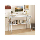 Space Saving Computer Desk With Monitor Stand And Extra Storage Shelf
