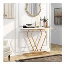 100 Cm Gold Faux Marble Console Table With Diamond Shape Frame