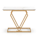 100 Cm Gold Faux Marble Console Table With Diamond Shape Frame