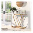 100 Cm Gold Faux Marble Console Table With Diamond Shape Frame