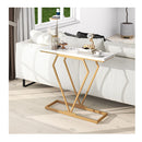 100 Cm Gold Faux Marble Console Table With Diamond Shape Frame
