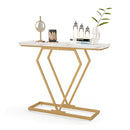 100 Cm Gold Faux Marble Console Table With Diamond Shape Frame