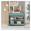 Console Table With Drawer And 2 Shelves For Living Room Entryway Green