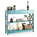 Console Table With Drawer And 2 Shelves For Living Room Entryway Green