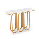 Console Table With Faux Marble Top And Anti Tipping Kits