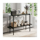 Console Table With Storage Shelf And Tempered Glass Top