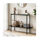 Console Table With Storage Shelf And Tempered Glass Top