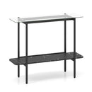 Console Table With Storage Shelf And Tempered Glass Top