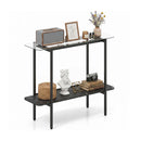 Console Table With Storage Shelf And Tempered Glass Top