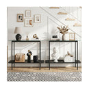 Console Table With Storage Shelf And Tempered Glass Top