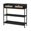 Console Table With Drawers 3 Tier Slim Hallway 80cm Entryway Black