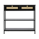 Console Table With Drawers 3 Tier Slim Hallway 80cm Entryway Black