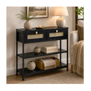 Console Table With Drawers 3 Tier Slim Hallway 80cm Entryway Black