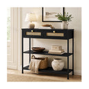 Console Table With Drawers 3 Tier Slim Hallway 80cm Entryway Black
