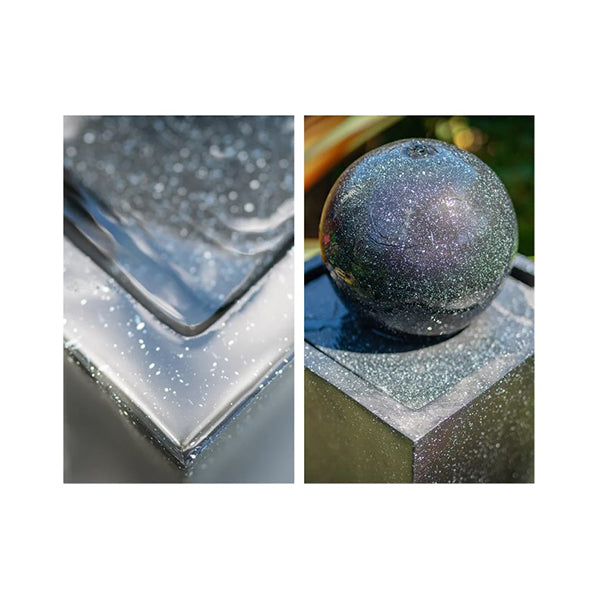 Contemporary Solar Powered Water Feature Fountain With Led Lights